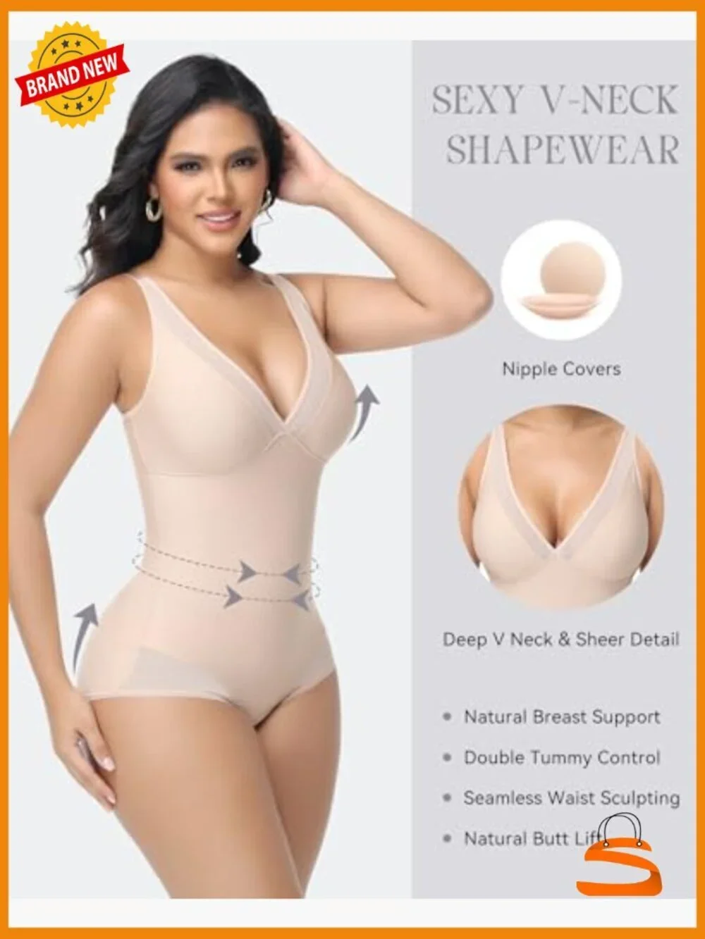 Deep V Neck Bodysuit Tummy Control Shapewear Mesh Sheer Outing Outfits Sleek